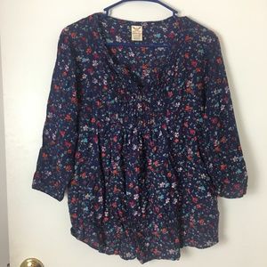 Faded Glory Girls Blue Floral Top